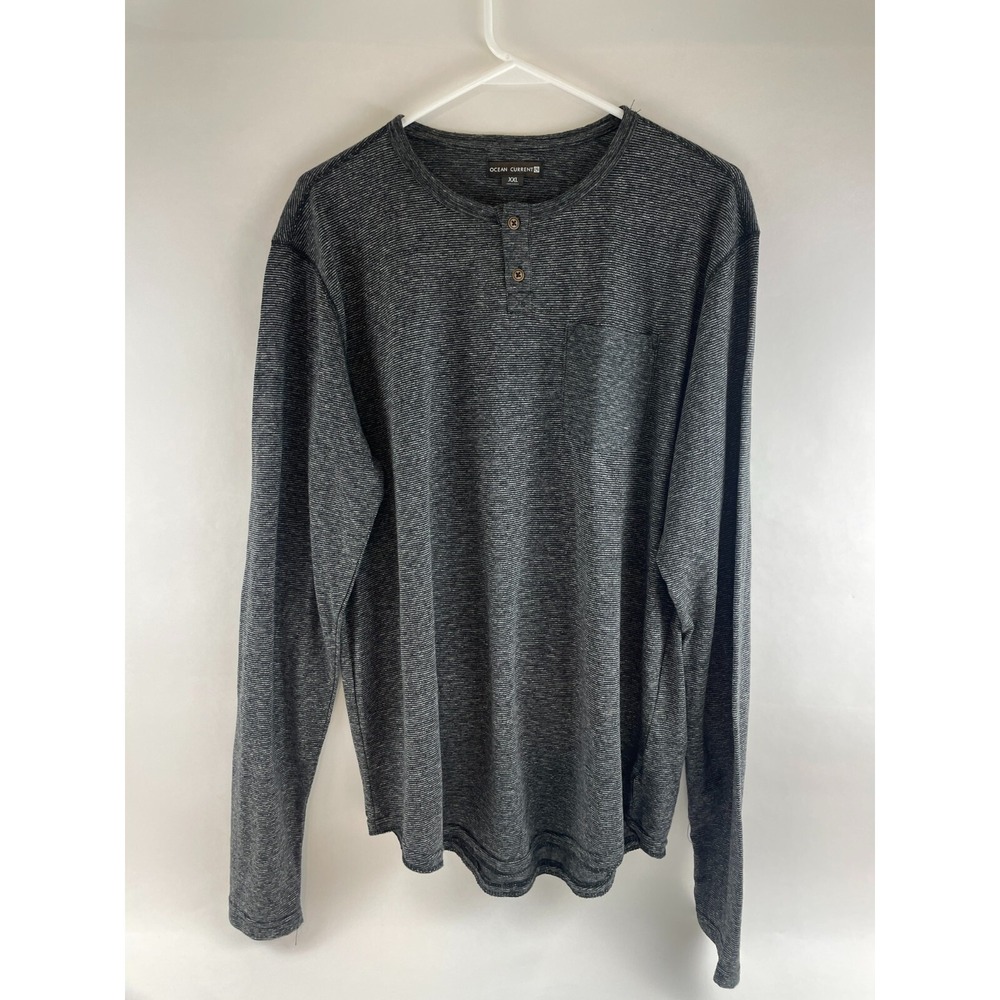 Ocean Current Shirt Men's Size XXL Gray Henley Crewneck Long Sleeve Ribbed Tee